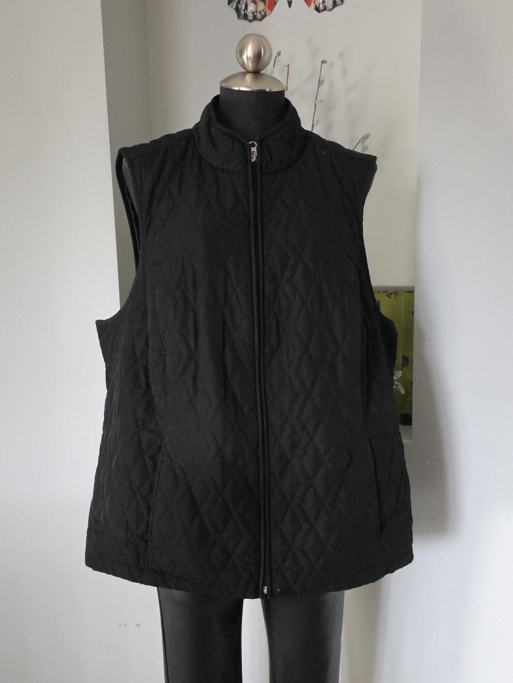 Croft & Barrow Puffer Vest Womans Plus 2X Black Quilted Full Zip